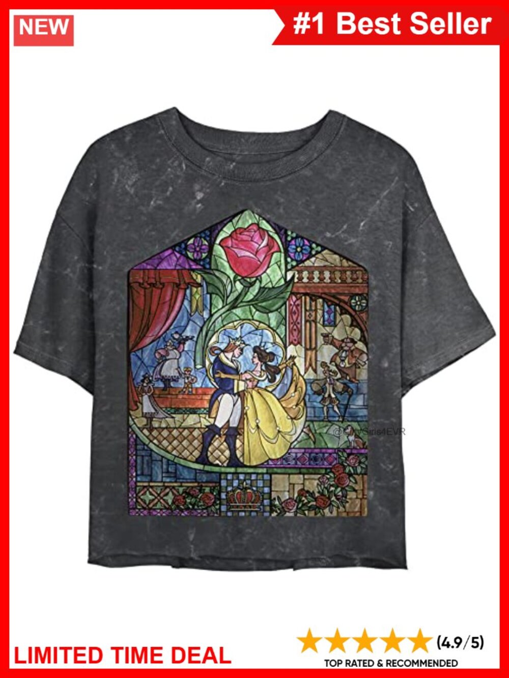 Disney Princess Mineral Wash Short Sleeve Crop Tee Relaxed Fit